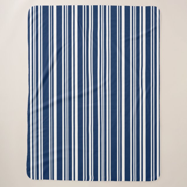 Couverture Sherpa Indigo Bleu et blanc Grandes lignes modernes (Devant)