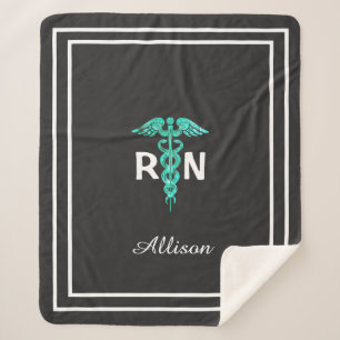 Couverture Sherpa Infirmière inscrite Caduceus Médicale Turquoise Pe