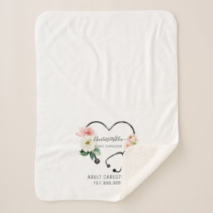 Couverture Sherpa Infirmière soignante Stethoscope Floral Promotion