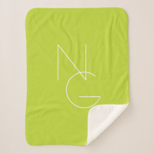 Couverture Sherpa Initiales de chevauchement modernes 2 Lime vert