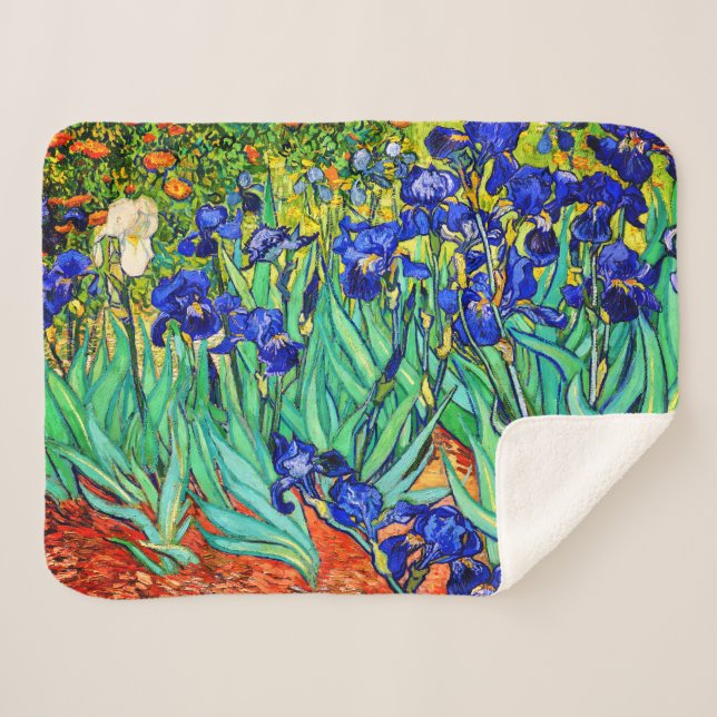 Couverture Sherpa Irises par Vincent Van Gogh (Devant (Horizontal))