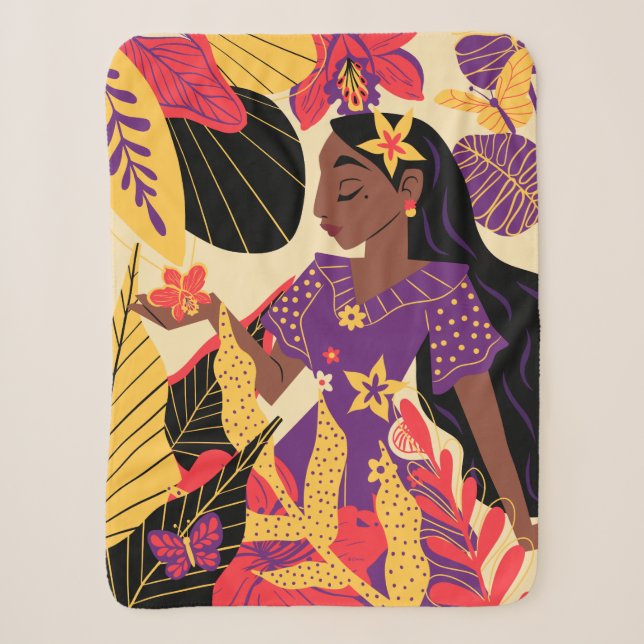 Couverture Sherpa Isabela d'Encanto | Graphique floral (Devant)