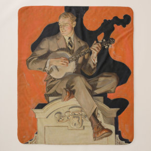 Couverture Sherpa J.C. Leyendecker Joueur de banjo 1920 Art déco Art