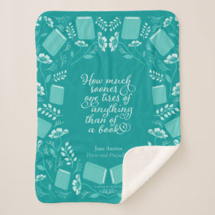 Couverture Sherpa Jane Austen Fierté & Préjugés Turquoise Floral Lib