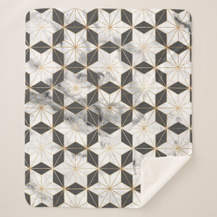 Couverture Sherpa Japonais Asanoha : Motif en marbre d'or.