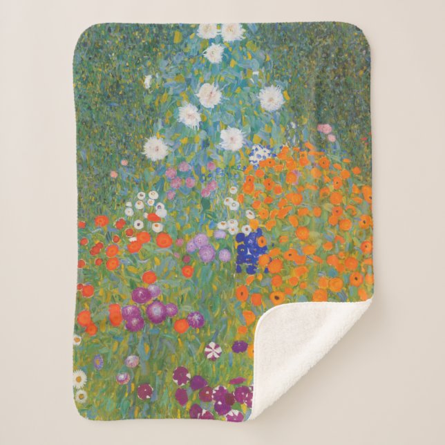 Couverture Sherpa Jardin des fleurs (par Gustav Klimt) (Devant)