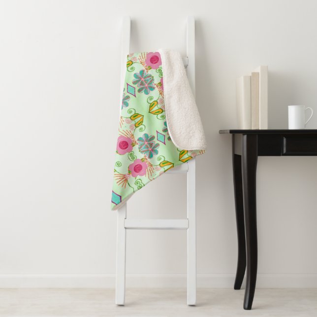 Couverture Sherpa Jardin Éclectique Enchantant : Beauté Florale Dive (En situation)