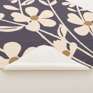 Couverture Sherpa Jardin Moderne Silhouette Florale