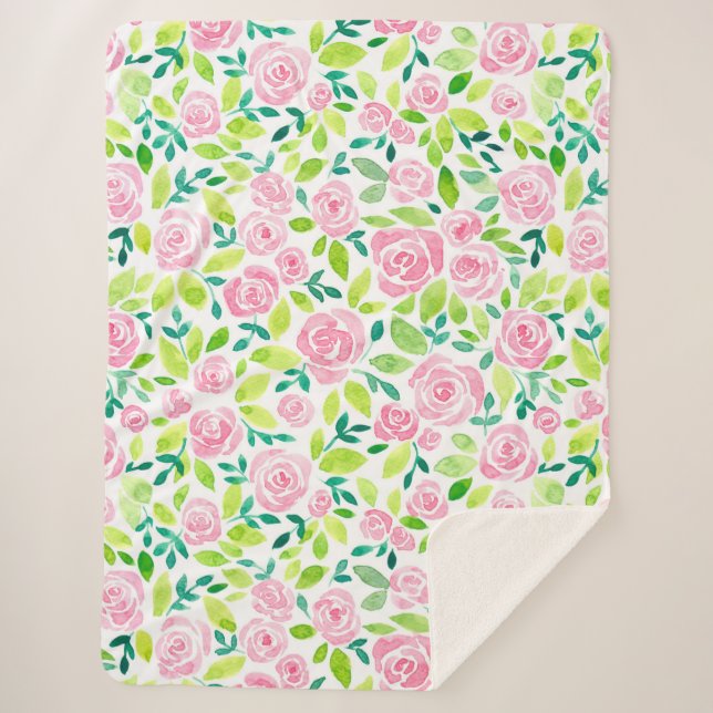 Couverture Sherpa Jardin rose (Devant)