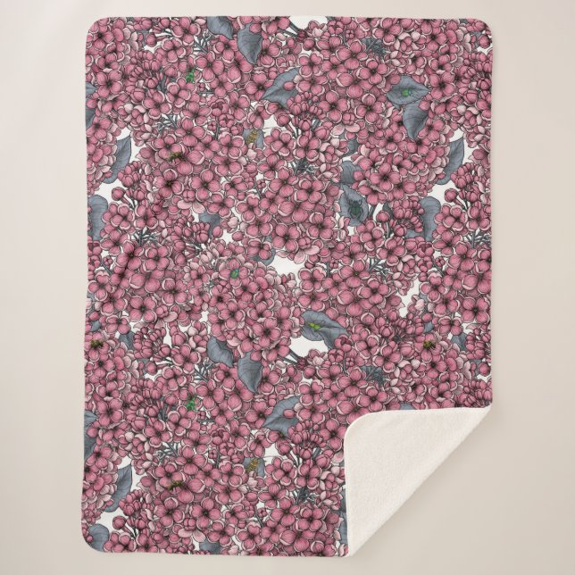 Couverture Sherpa Jardin rose Lilac (Devant)