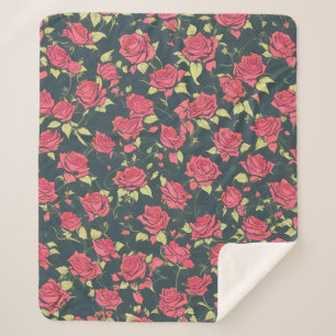 Couverture Sherpa Jardin Rose romantique