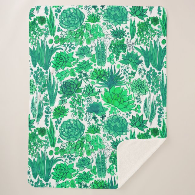 Couverture Sherpa Jardin succulent (Devant)