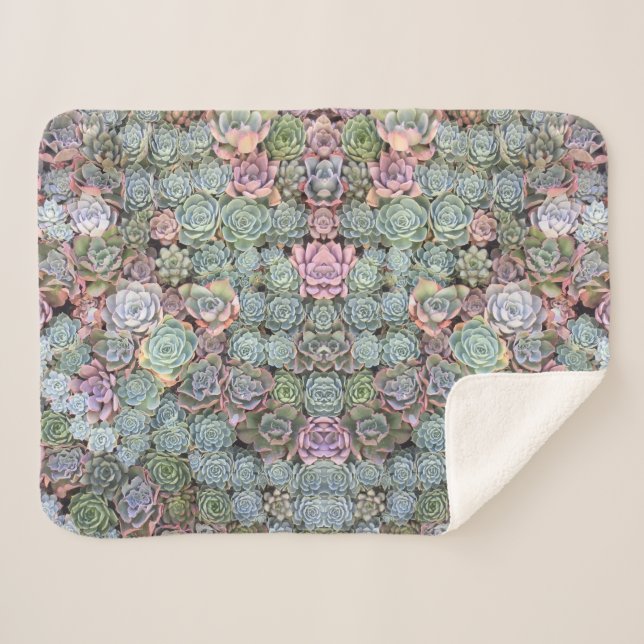 Couverture Sherpa Jardin succulent en pastel coloré (Devant (Horizontal))