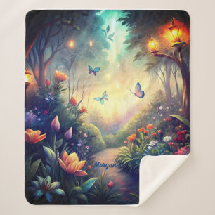 Couverture Sherpa Jardin Twilight enchanté - Cadeau Forêt magique