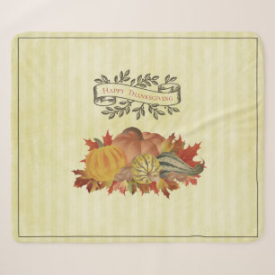 Couverture Sherpa Jaune Thanksgiving Citrouilles et Squash