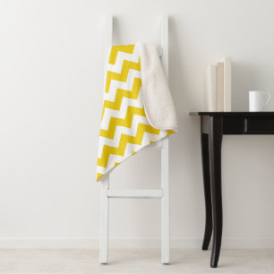 Couverture Sherpa Jaune Zigzag, Jaune Chevron, Motif géométrique