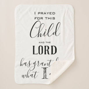 Couverture Sherpa Je prie pour cet enfant Le Seigneur m'a donné