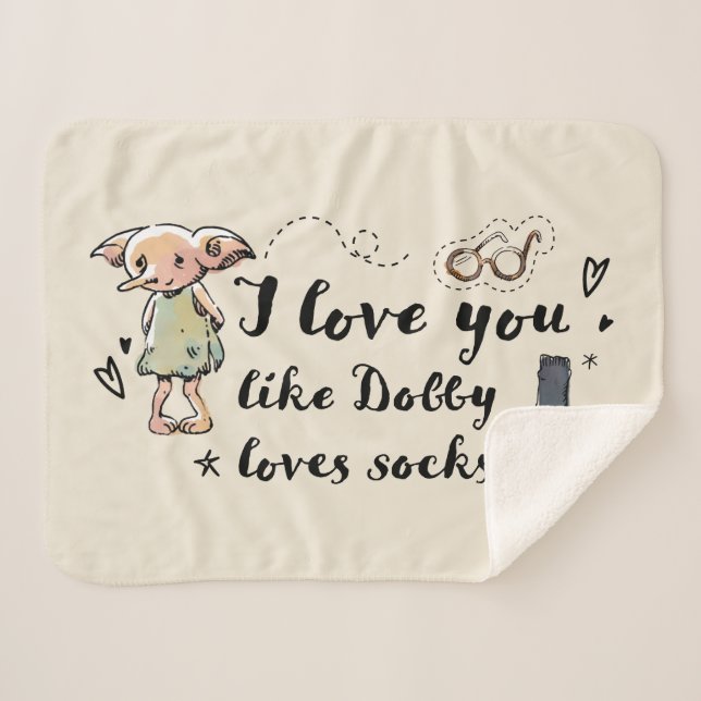 Couverture Sherpa Je T'Aime Dobby Aime Les Chaussettes (Devant (Horizontal))