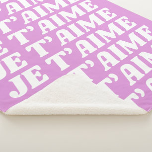 Couverture Sherpa Je t'aime   Français Je t'aime   Rose violet migno