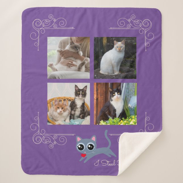 Couverture Sherpa Je vole les coeurs Photo personnalisée (Devant)