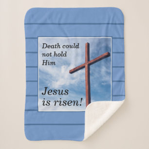Couverture Sherpa JÉSUS EST REVENU Bleu Pâques