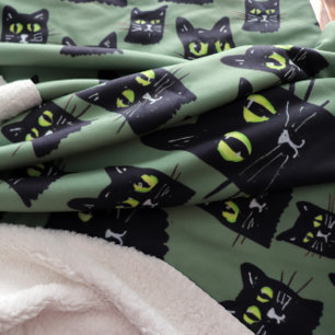 Couverture Sherpa Jetty Jetterson Black Cat Eyes Halloween Automne