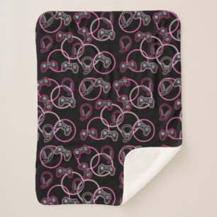 Couverture Sherpa Jeu vidéo Neon Rose Girls Motif