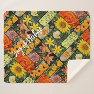 Couverture Sherpa Joie de la nature Orange Fleurs Jaunes