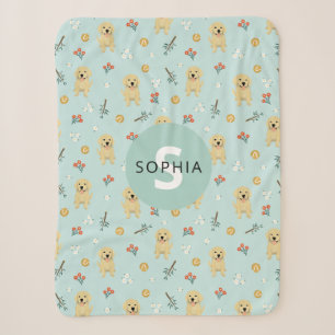 Couverture Sherpa Joli Blue Golden Retriever Chien Monogramme Enfant