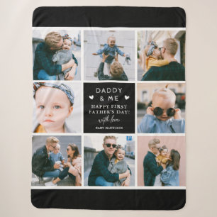 Couverture Sherpa Joli collage photo 'Papa & Moi' 1ère Fête des Père