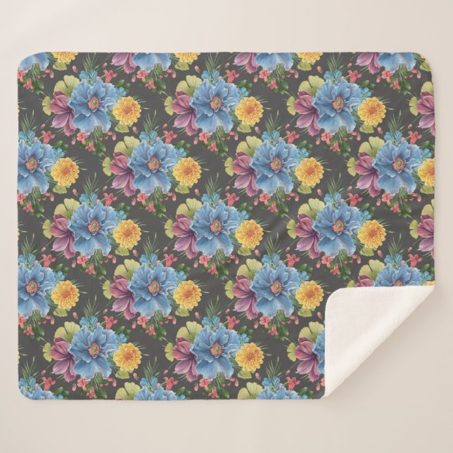 Couverture Sherpa Joli Et Fleur Sombre (Devant (Horizontal))