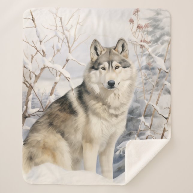 Couverture Sherpa Joli Husky (Devant)