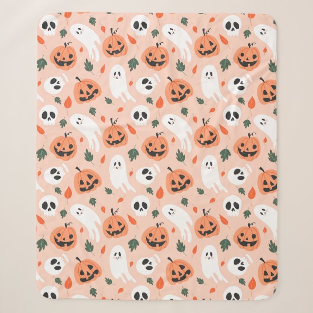 Couverture Sherpa Joli Jack-O-Lanterne et Motif fantôme (Devant)