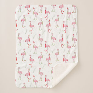 Couverture Sherpa Joli motif de flamant rose de Noël