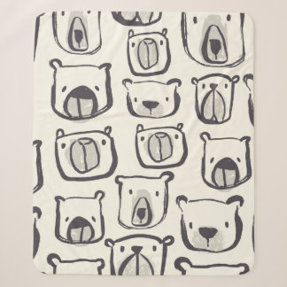 Couverture Sherpa Joli ours visage dessiné à la main gribouillis ill