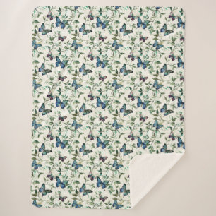 Couverture Sherpa Joli Papillons Bleus