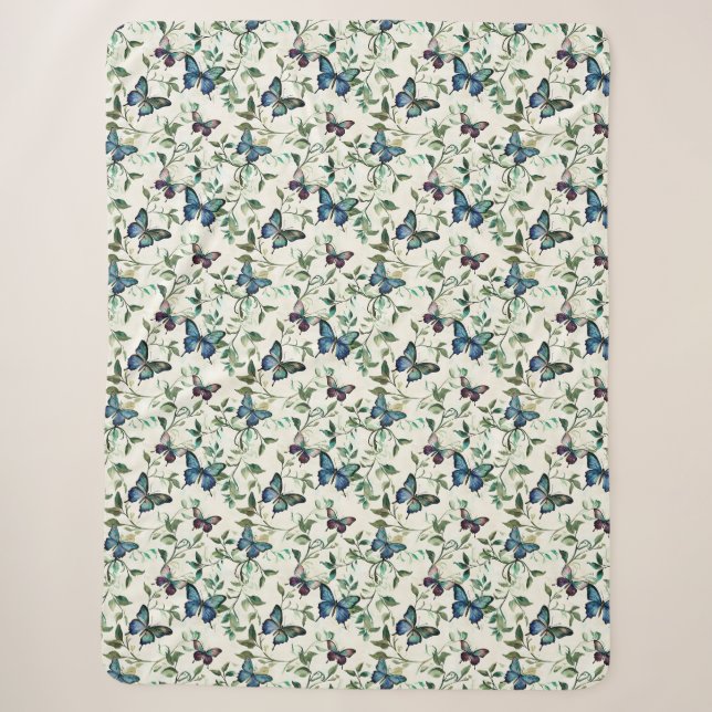 Couverture Sherpa Joli Papillons Bleus (Devant)