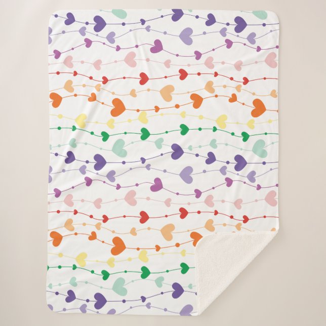 Couverture Sherpa Joli Rainbow Hearts Enfants Motifs (Devant)