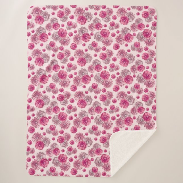 Couverture Sherpa Joli rose Gerbera Fleurs de marguerite doux (Devant)