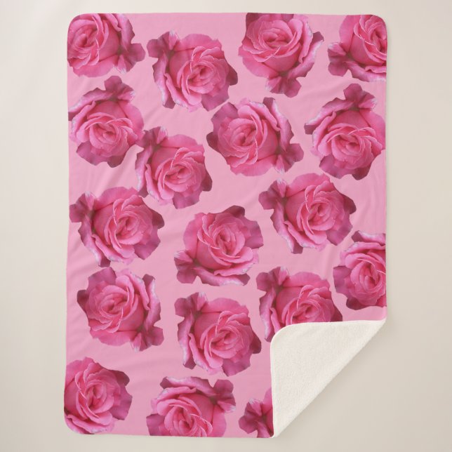 Couverture Sherpa Joli rose rose rose boho floral chic belle (Devant)