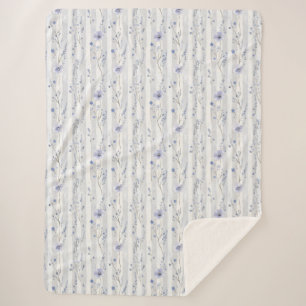 Couverture Sherpa Jolie Lavande Fleurs Blanches Rayures Shower de Ma