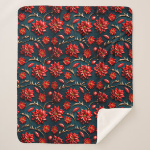 Couverture Sherpa Jolie Poinsettia