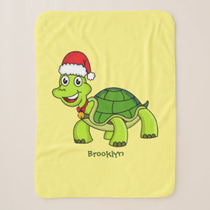 Couverture Sherpa Jolie tortue en chapeau de Père Noël