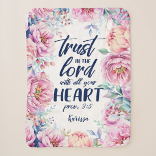 Couverture Sherpa Jolies fleurs  Confiance dans le Seigneur  Personn