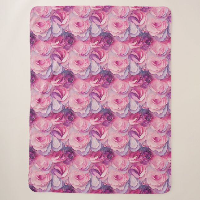 Couverture Sherpa Jolies Fleurs Roses (Devant)