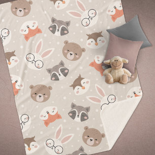 Couverture Sherpa Jote Motif d'animaux de bois