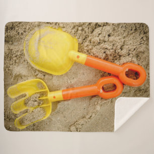 Couverture Sherpa Jouets de plage de sable jaune et orange