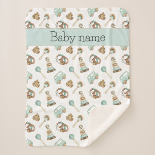Couverture Sherpa Jouets vintages Fille bébé ou poussette garçon