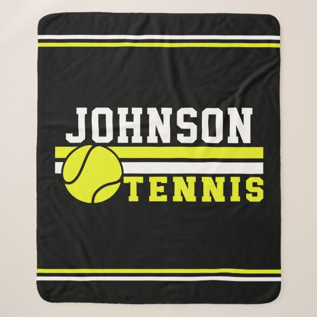 Couverture Sherpa Joueur de tennis NOM Ball Jeu court personnalisé (Devant)