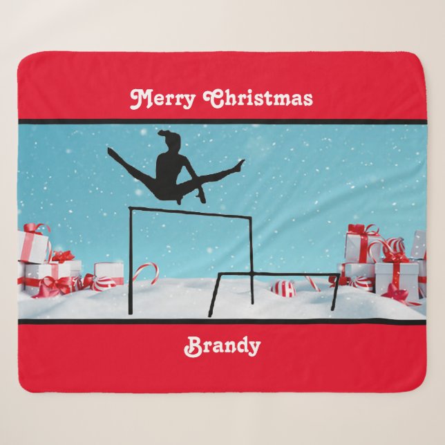Couverture Sherpa Joyeuse Gymnastique de Noël (Devant (Horizontal))